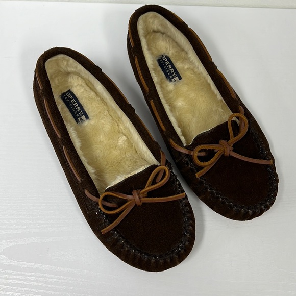 Brown Sperry Moccasin Slippers 